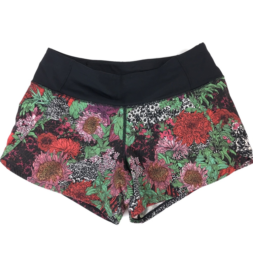 Rare lululemon Run Times Short II 4” Zen Garden Multi / Black Size 4